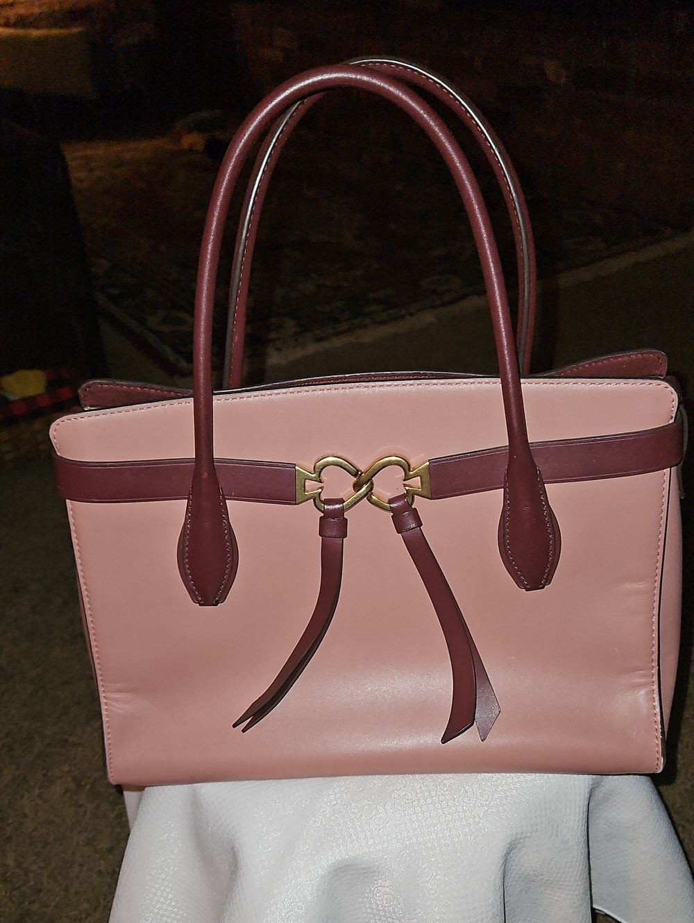 Kate Spade Toujours Large Leather Satchel Pink & Mauve Handbag  Or Crossbody - Picture 9 of 12